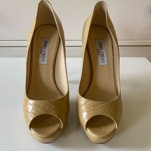 Jimmy Choo Nude Moc Croc Pump size 8.5